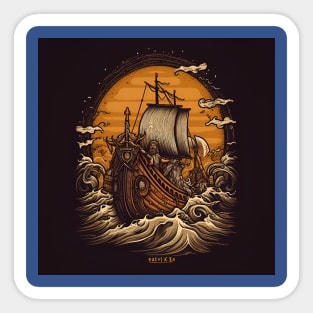 Viking Raiders on Longships Sticker